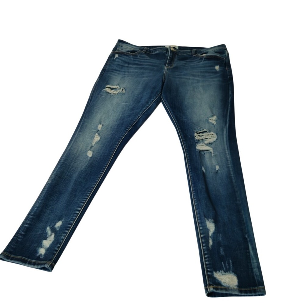 BKE Women's Skinny Jeans Distressed Medium Blue